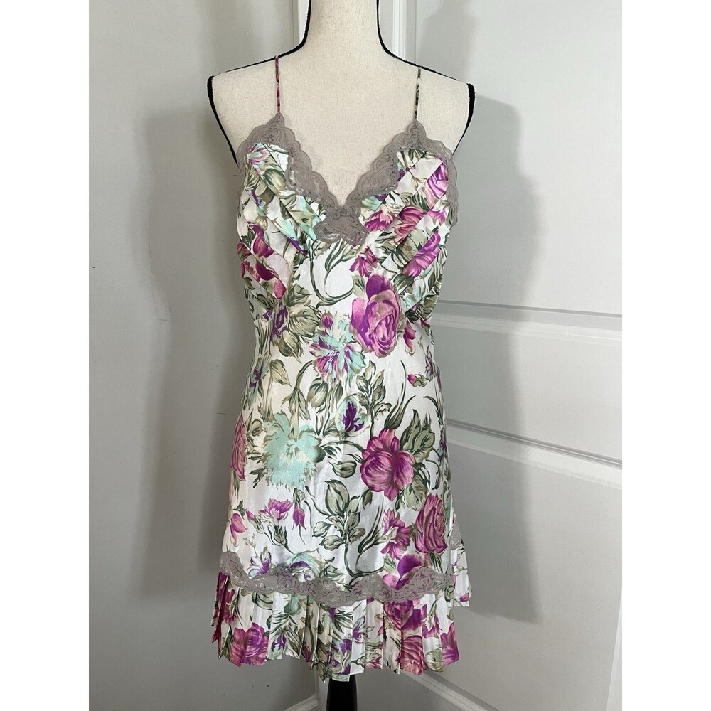 Victoria’s Secret Gold Label White Floral Mini Slip Dress Medium EUC